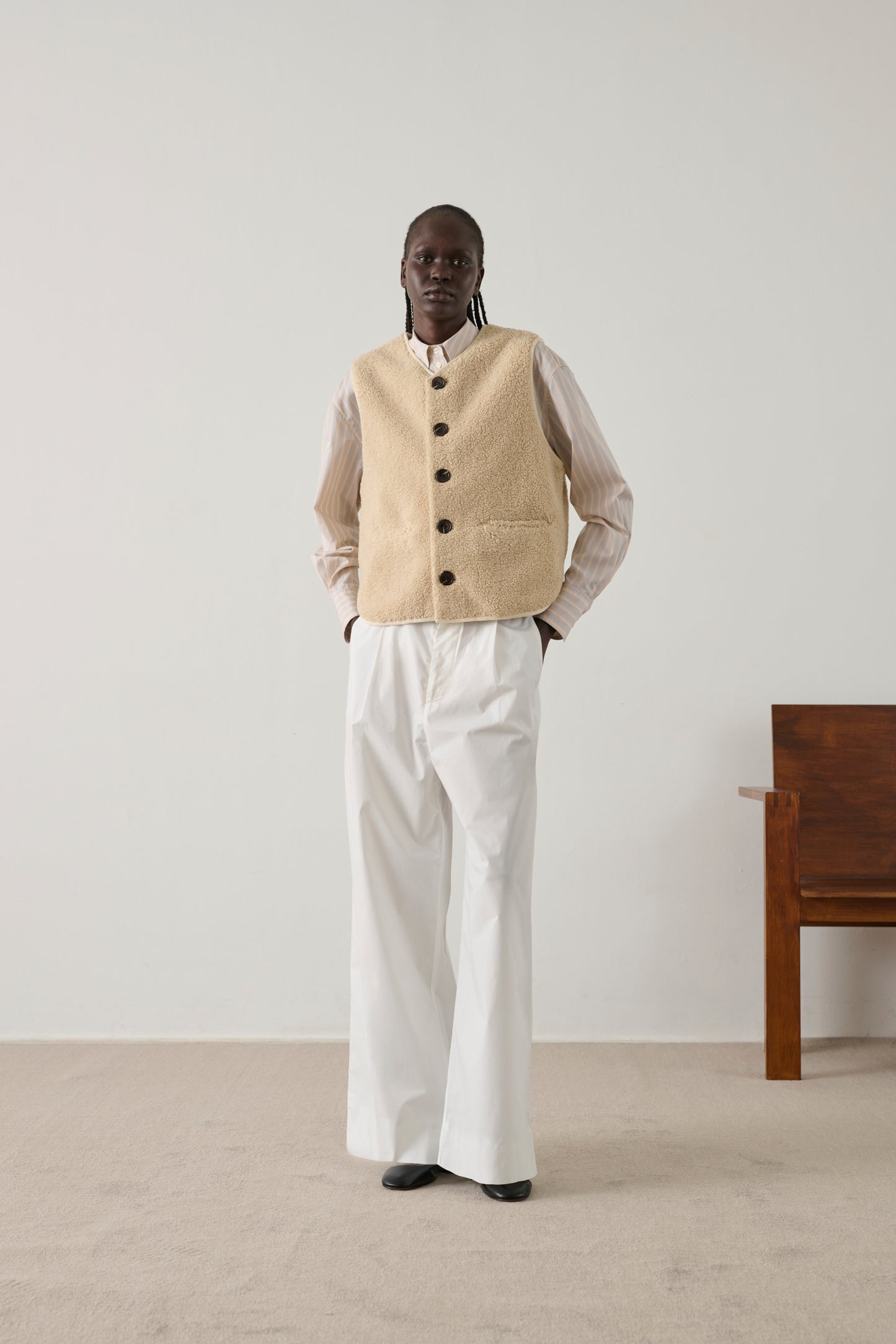 Gilet Sans Manches Fusil - Ecru - Femme